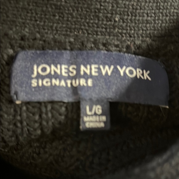 EUC Signature Jones NY Jacket- Button Up Black Faux Leather and Knit Sz L - Picture 2 of 11